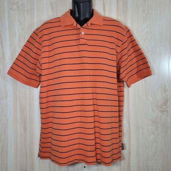 Eddie Bauer Men’s Orange Striped Polo Sz LT - Picture 1 of 5
